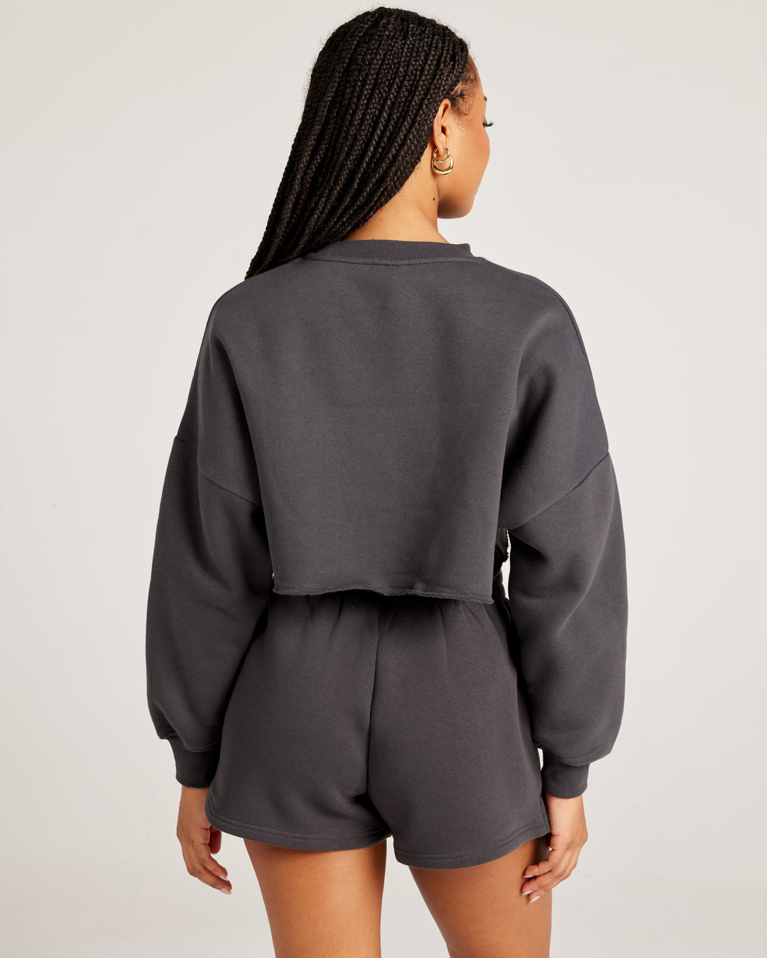 Omni Cropped Crewneck - Charcoal