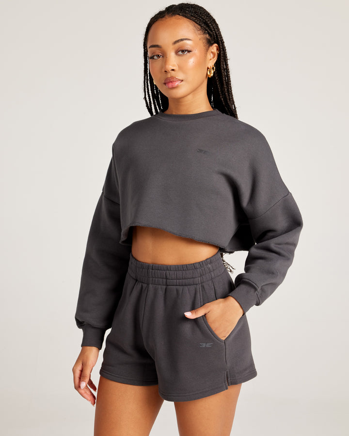 Omni Cropped Crewneck - Charcoal