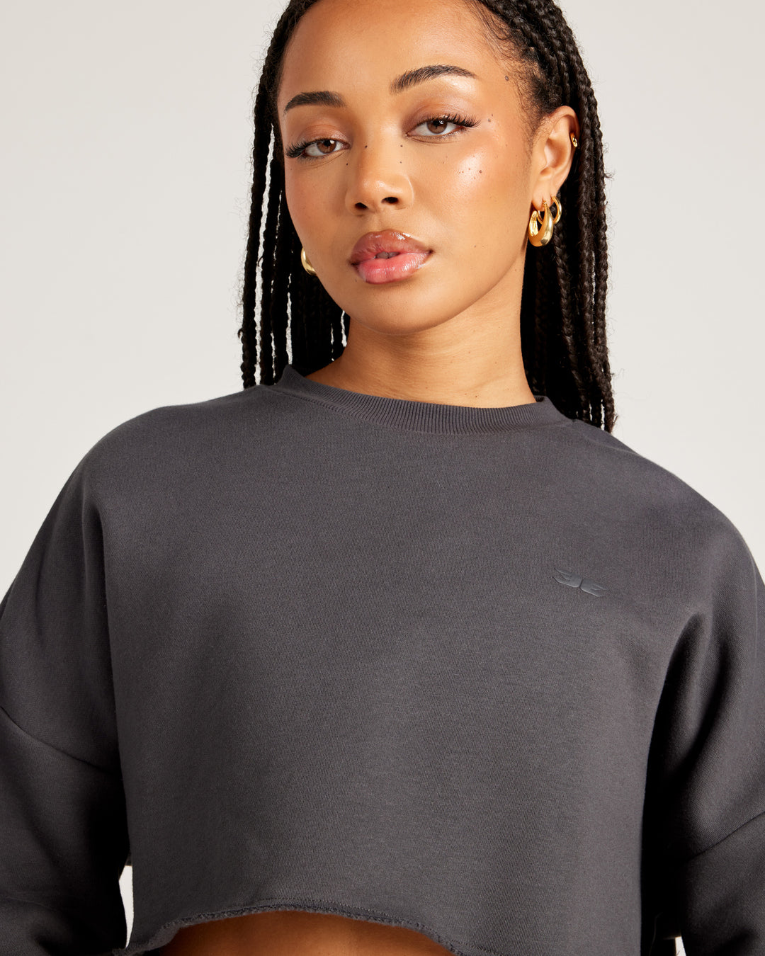 Omni Cropped Crewneck - Charcoal