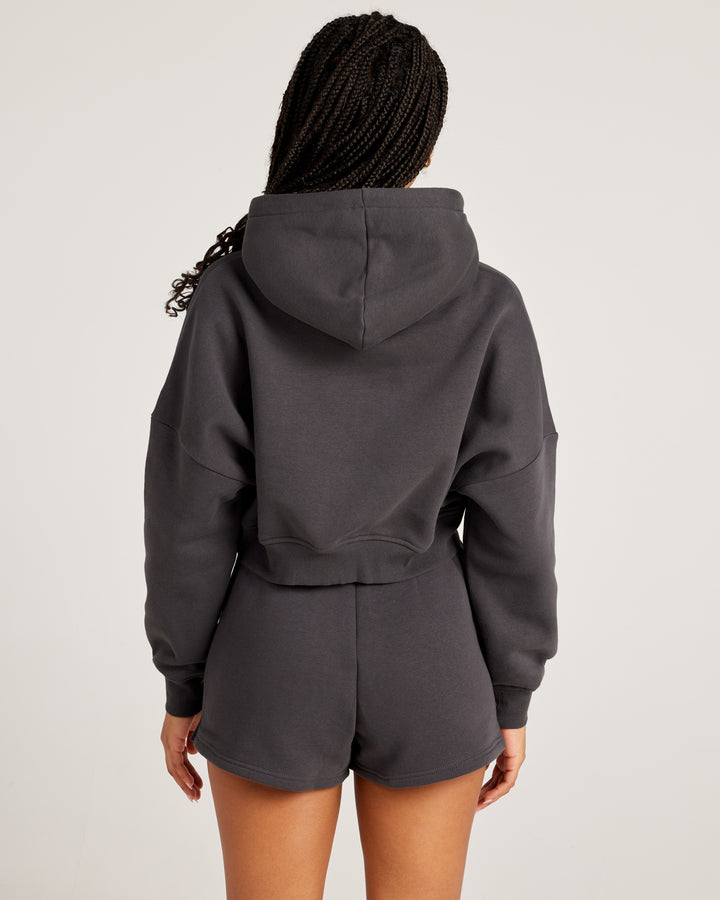 Omni Cropped Hoodie - Charcoal