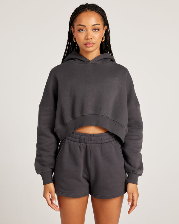Omni Cropped Hoodie - Charcoal/Charcoal