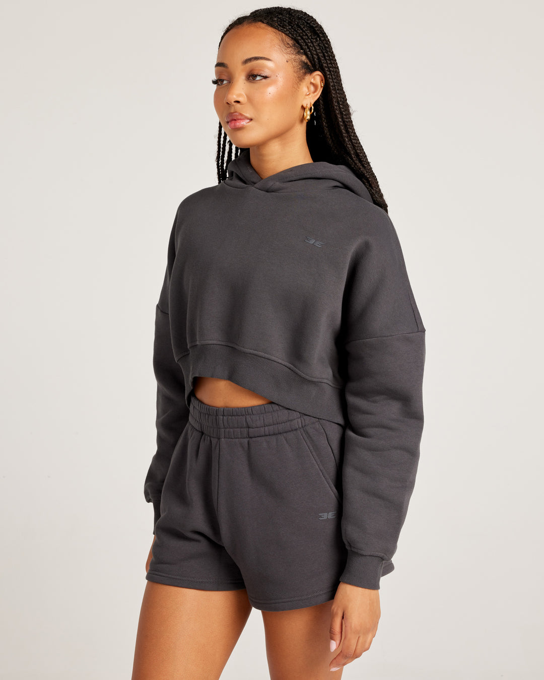 Omni Cropped Hoodie - Charcoal