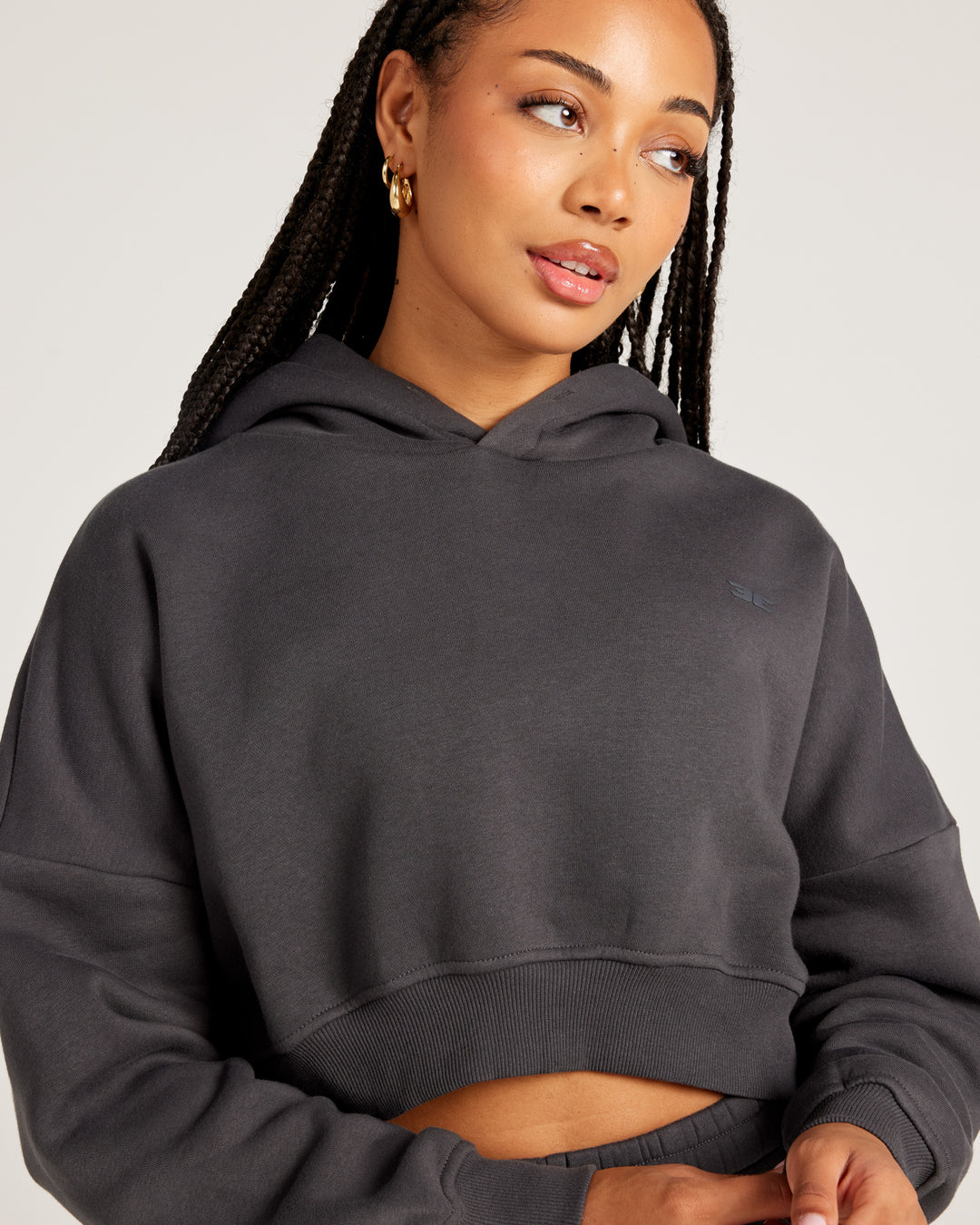 Omni Cropped Hoodie - Charcoal