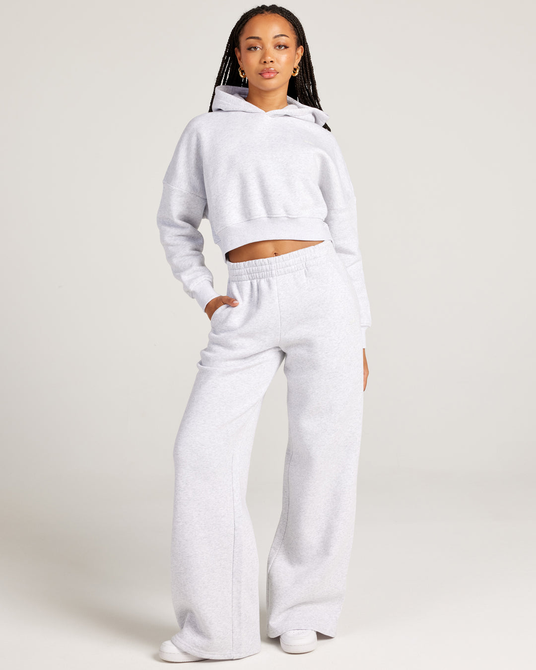 Omni Wide Leg Trackpants - Grey Marle