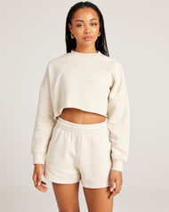 Omni Cropped Crewneck - Bone