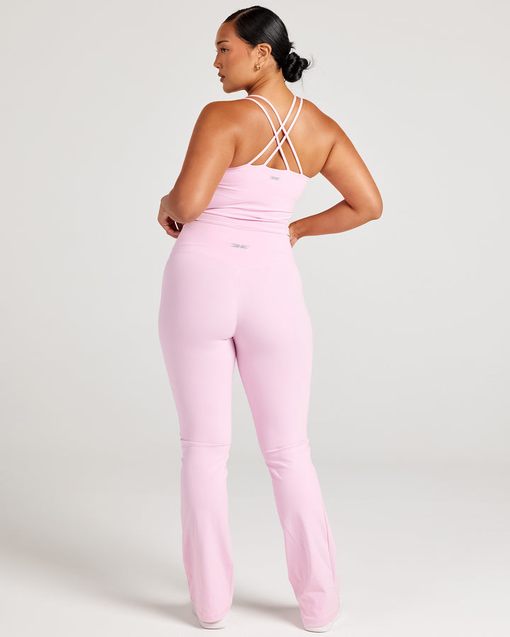 Cross Over Flare Leggings - Candy Pink