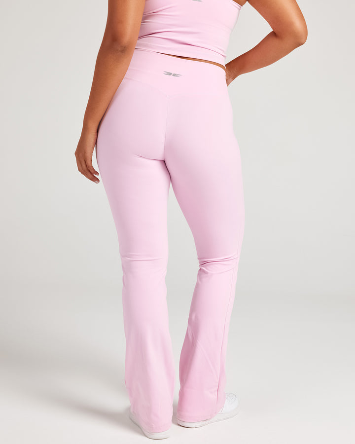 Cross Over Flare Leggings - Candy Pink