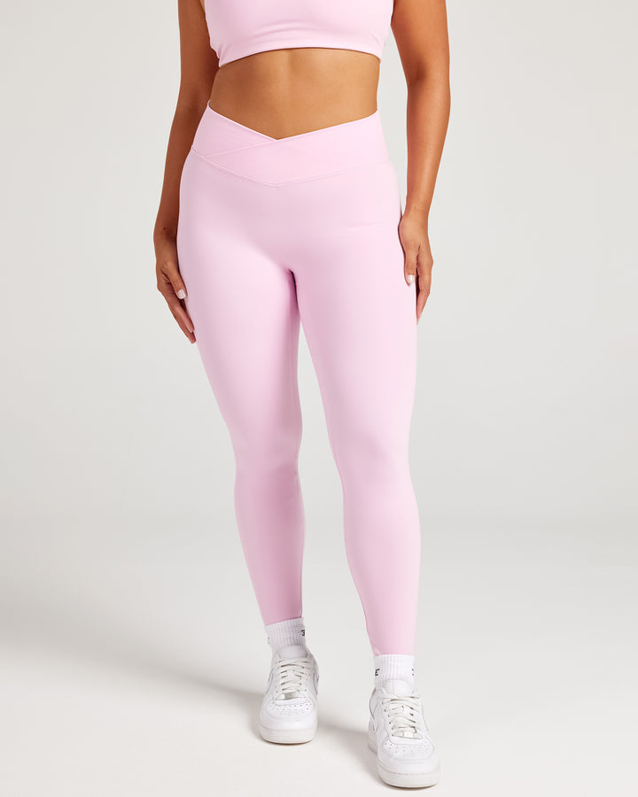 Cross Over Leggings - Candy Pink