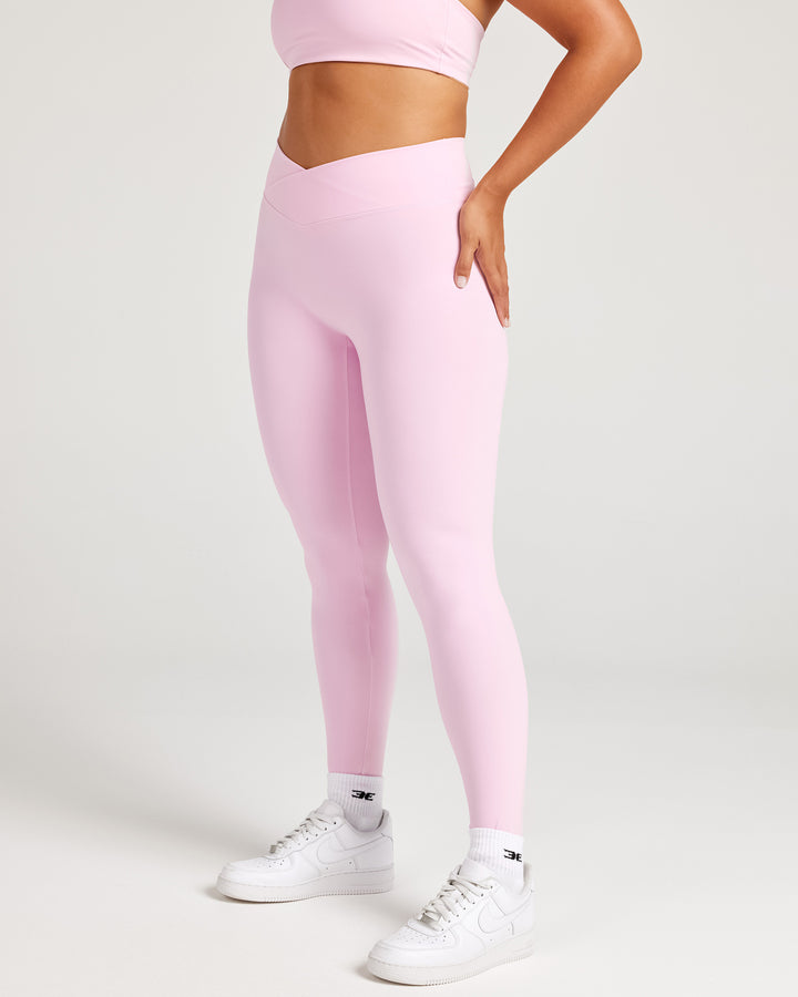 Cross Over Leggings - Candy Pink