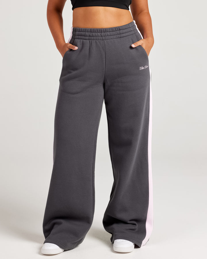 Omni Panel Wide Leg Trackpants - Charcoal/Pink