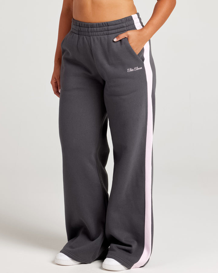 Omni Panel Wide Leg Trackpants - Charcoal/Pink