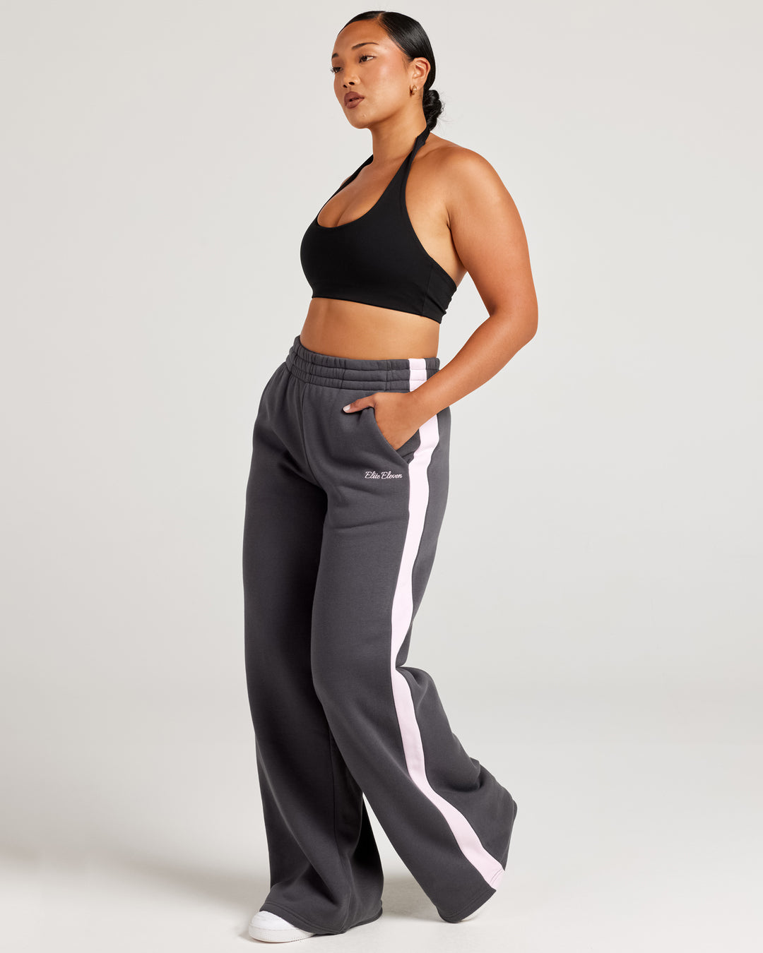 Omni Panel Wide Leg Trackpants - Charcoal/Pink