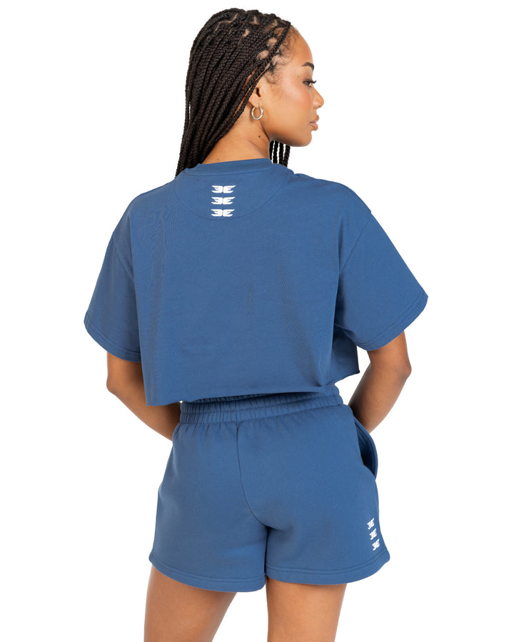 Women's Cropped Registered Tee - Mid Blue