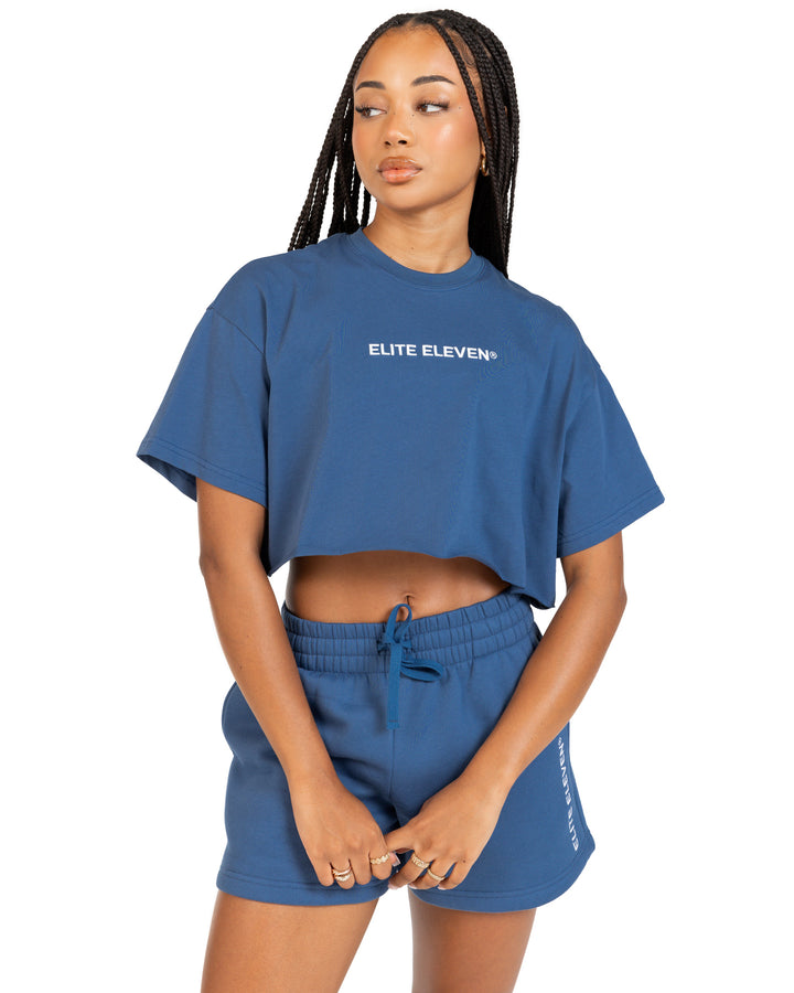 Women's Cropped Registered Tee - Mid Blue