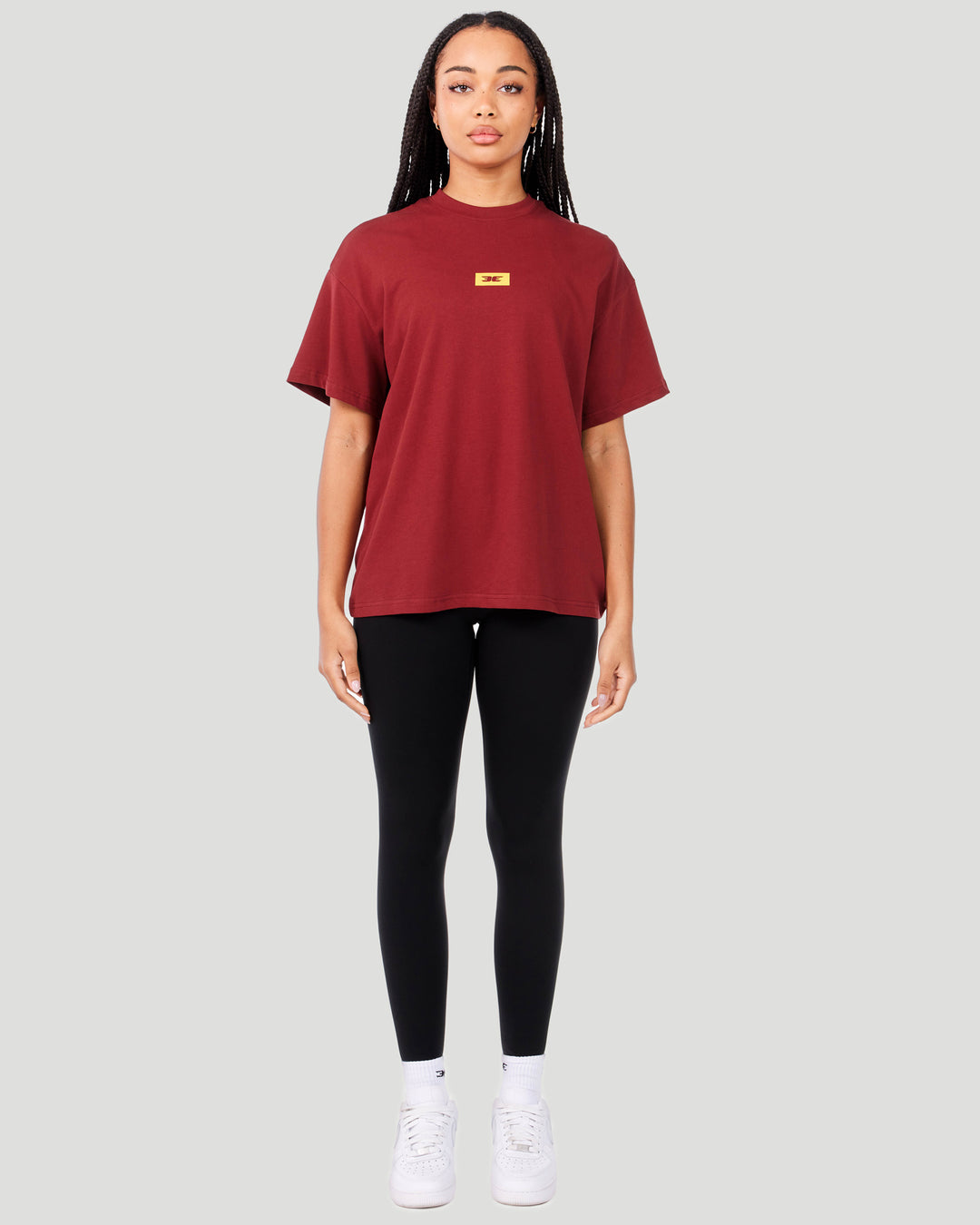 Women's Block Oversized Tee - Maroon