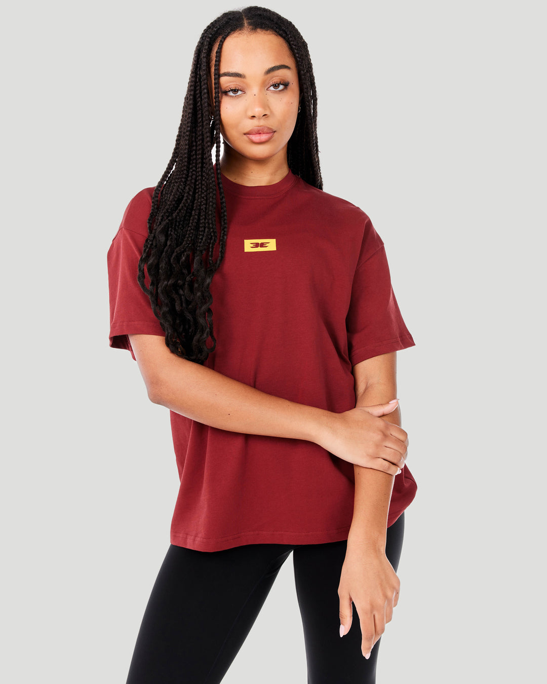 Women's Block Oversized Tee - Maroon