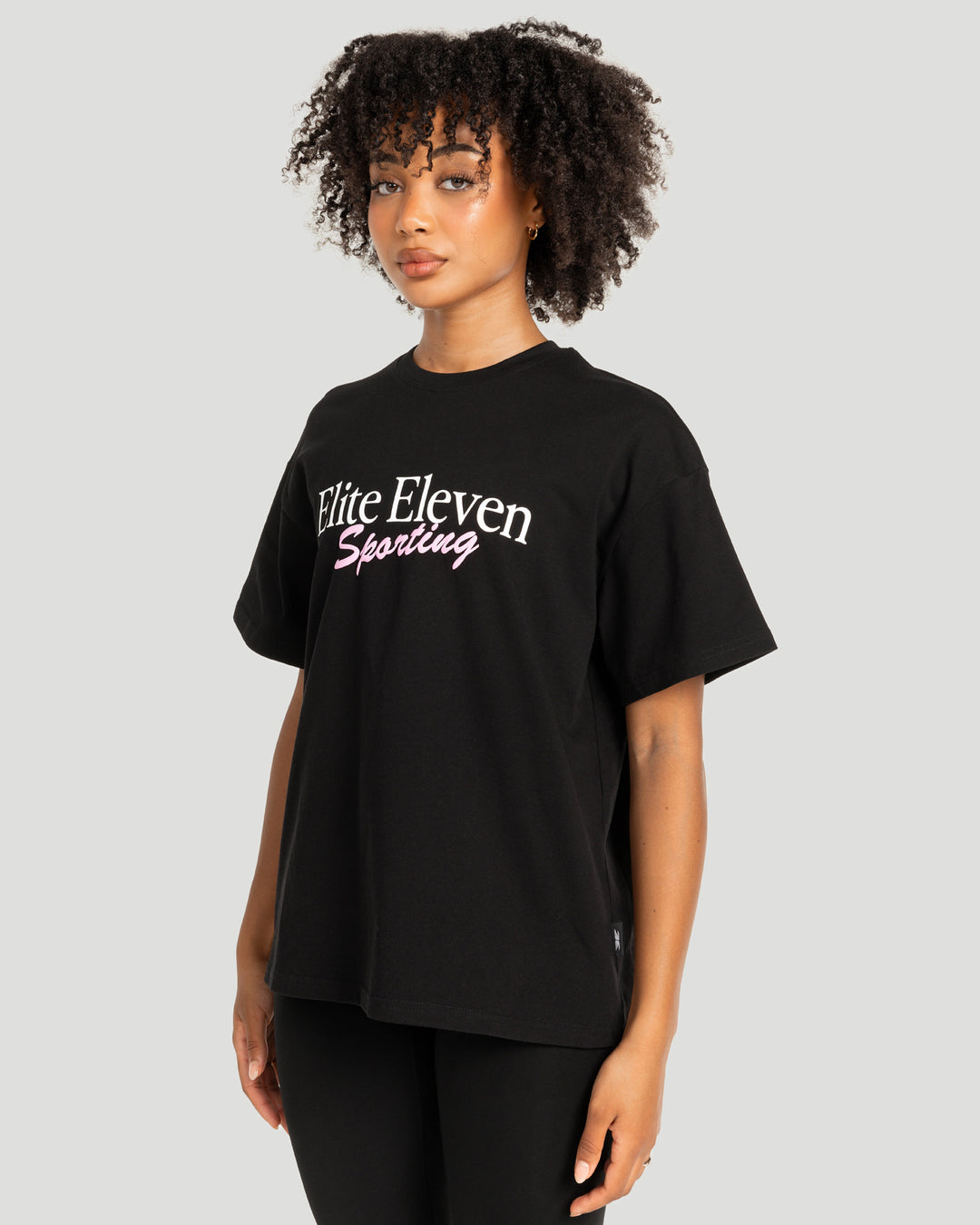 Women's Script Oversized Tee - Black / Pink