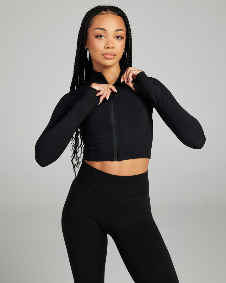 Cropped Aura Jacket - Black