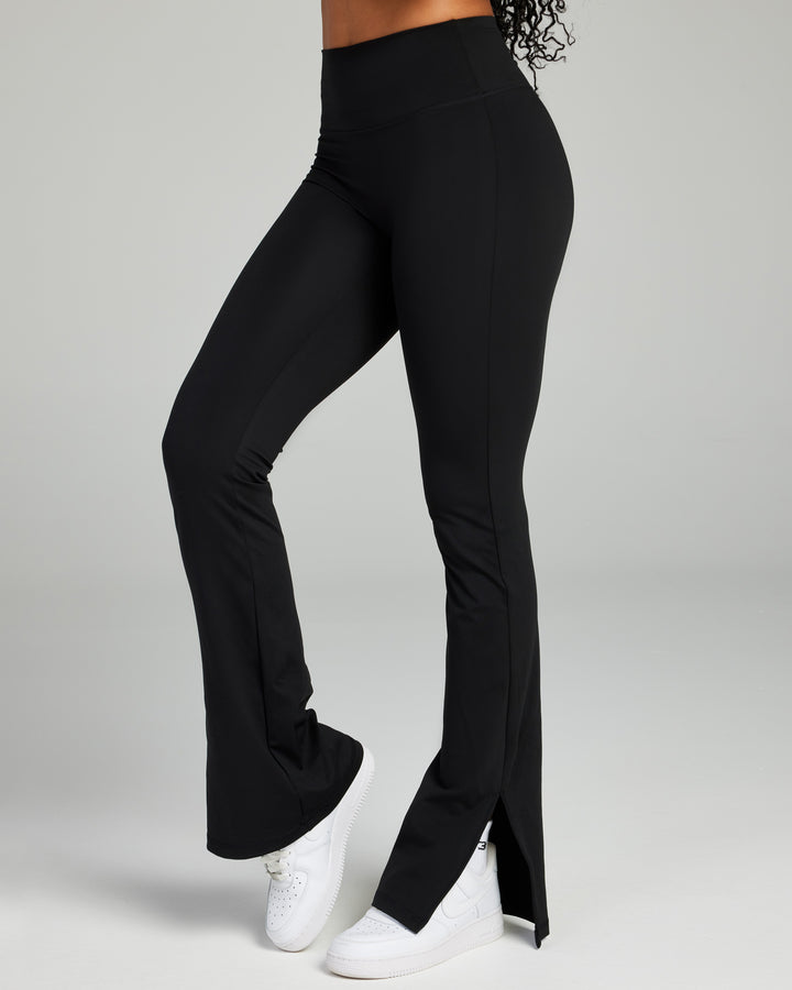 Split Flare Leggings - Black