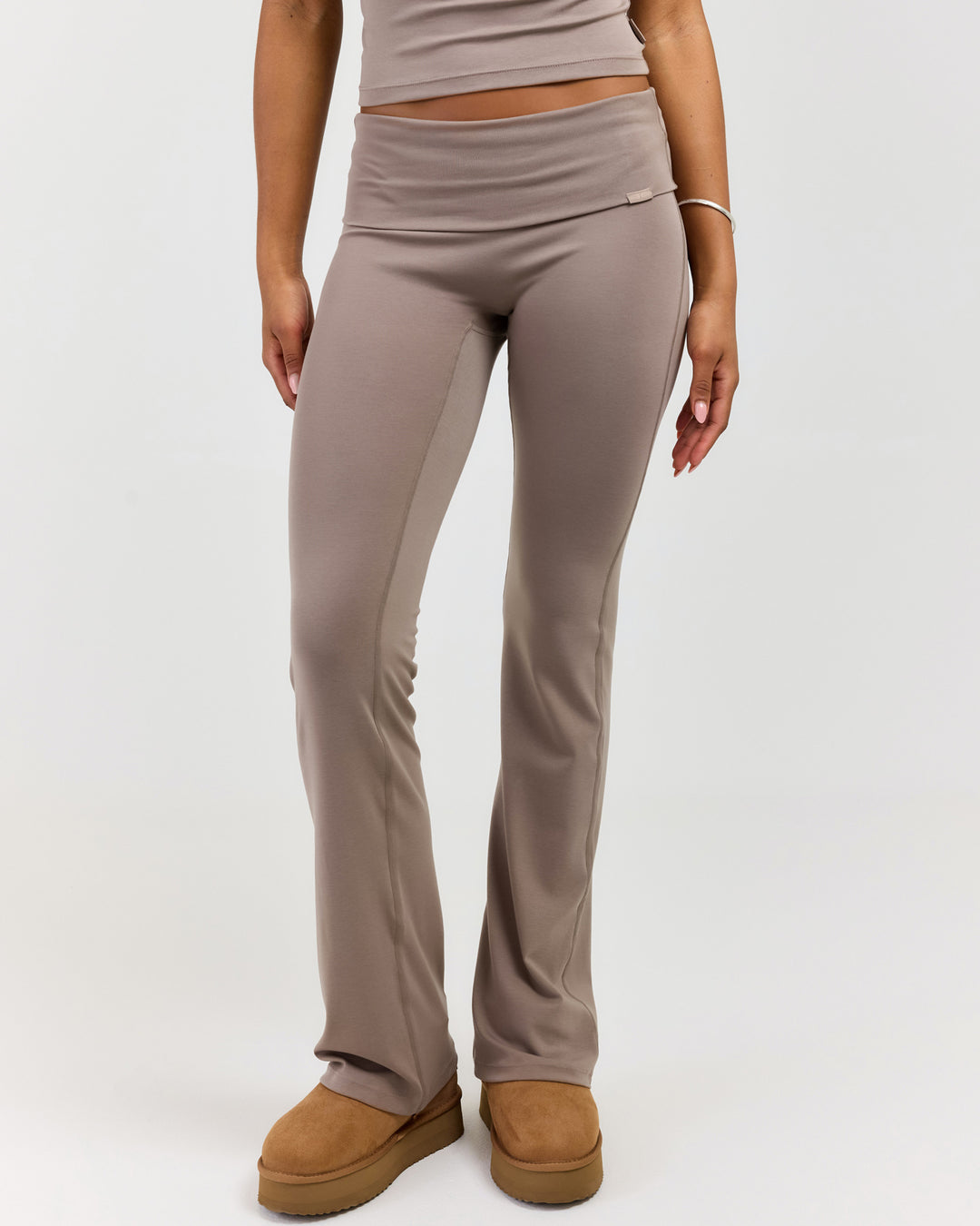 EE Lounge Fold Over Flare Pants - Burnt Sugar
