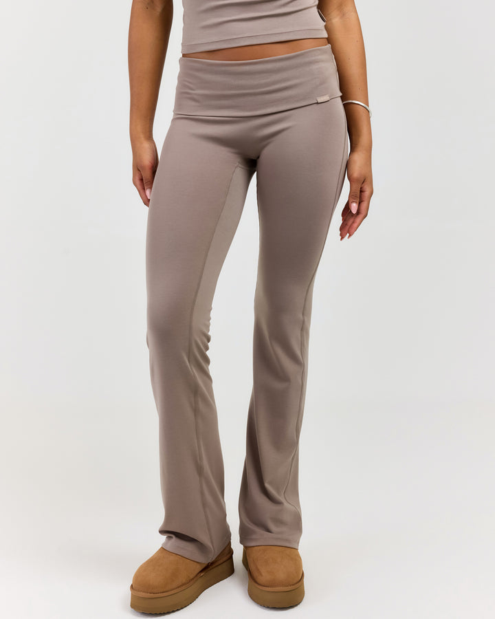 EE Lounge Fold Over Flare Pants - Burnt Sugar