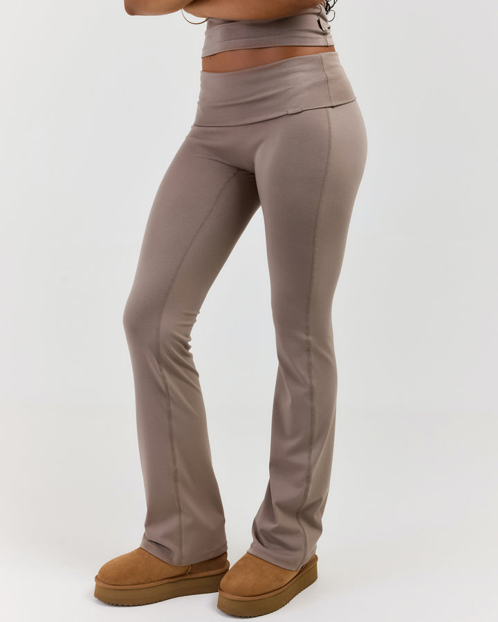 EE Lounge Fold Over Flare Pants - Burnt Sugar