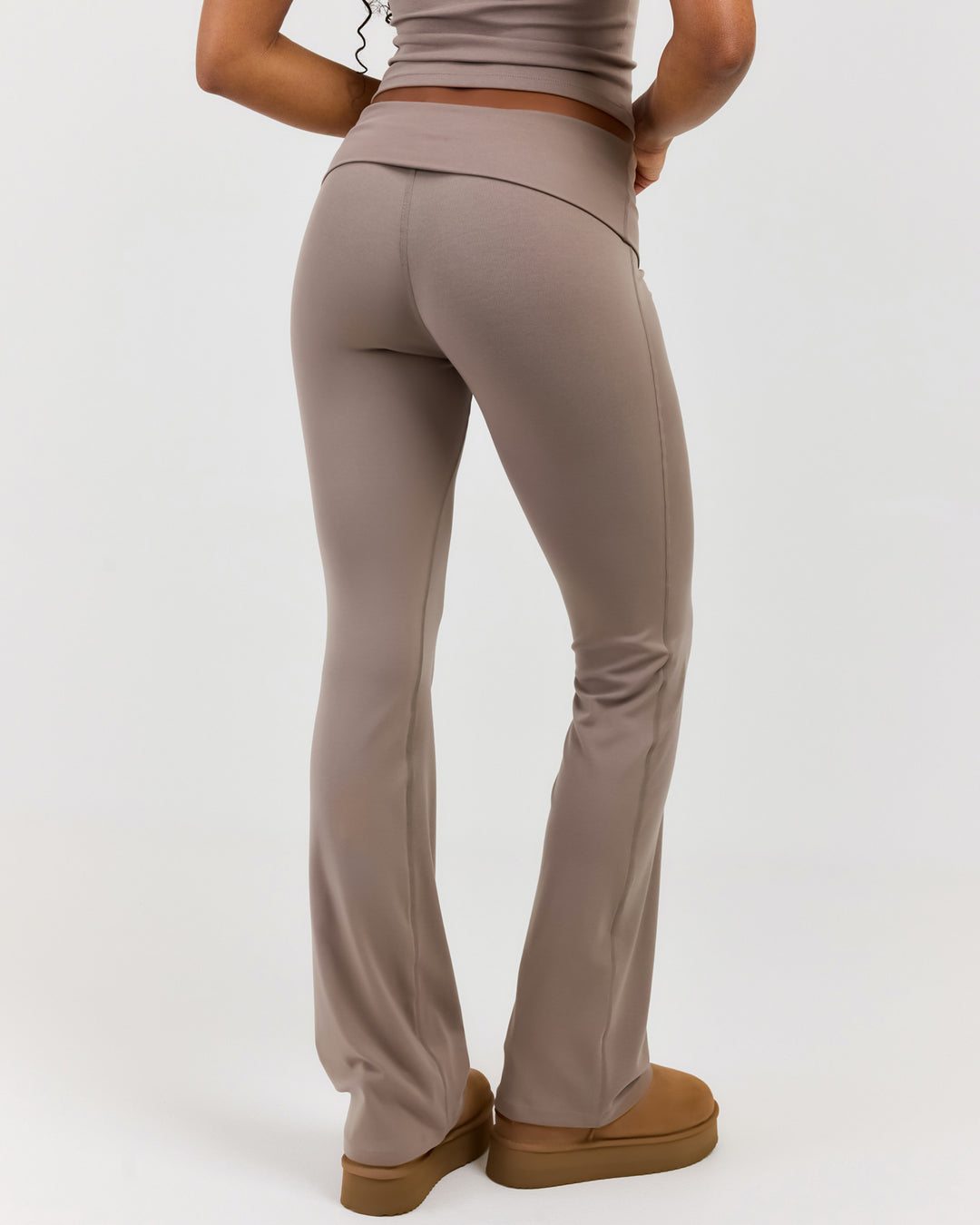 EE Lounge Fold Over Flare Pants - Burnt Sugar