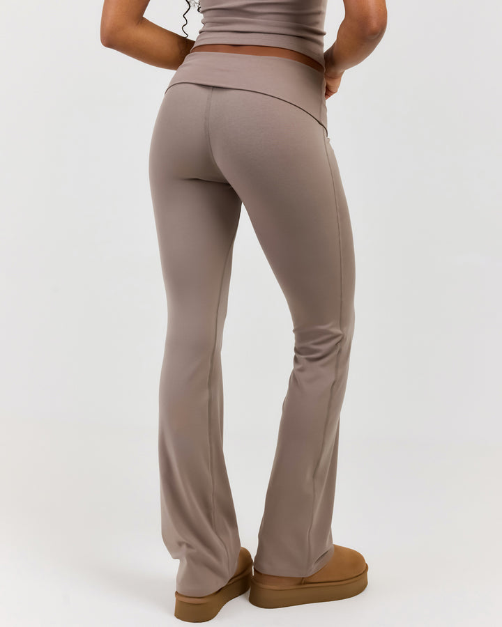 EE Lounge Fold Over Flare Pants - Burnt Sugar