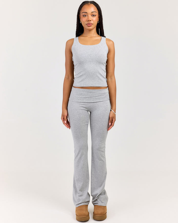 EE Lounge Fold Over Flare Pants - Heather Grey