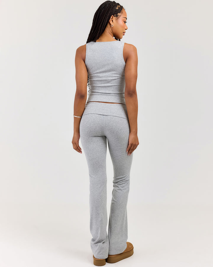 EE Lounge Fold Over Flare Pants - Heather Grey