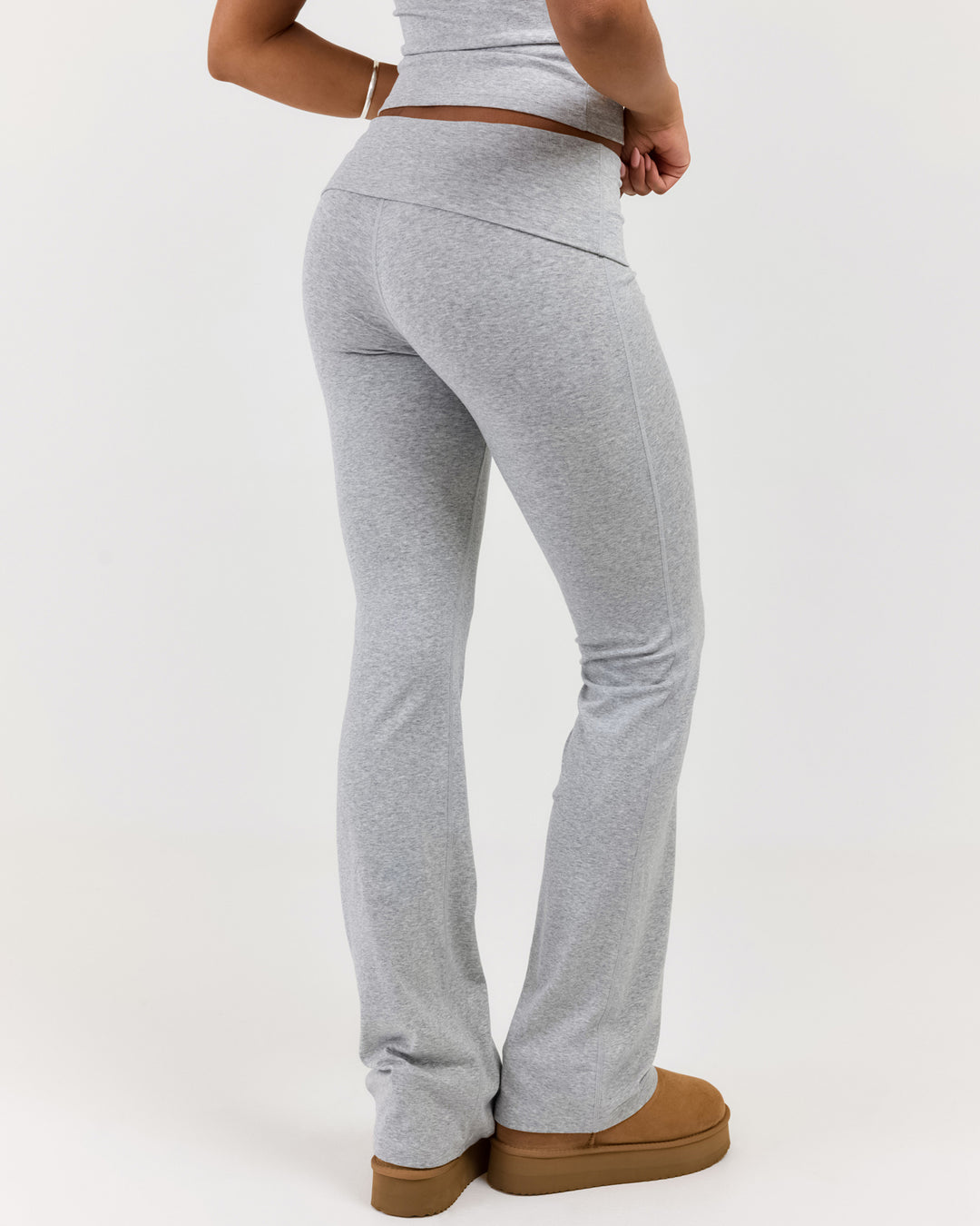 EE Lounge Fold Over Flare Pants - Heather Grey