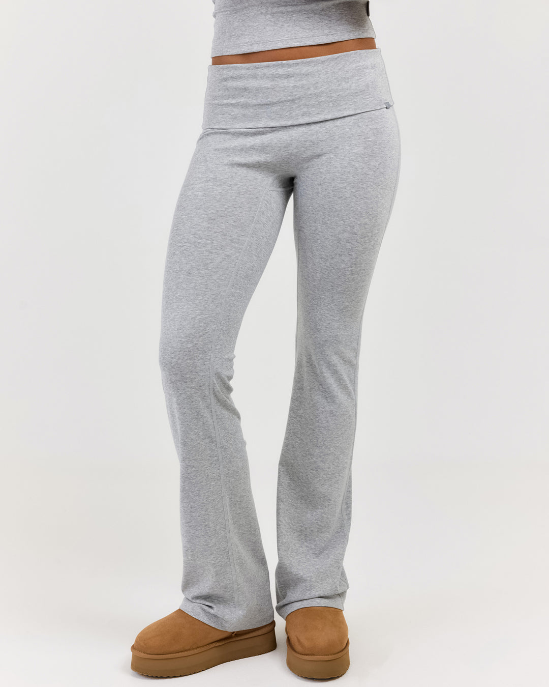 EE Lounge Fold Over Flare Pants - Heather Grey