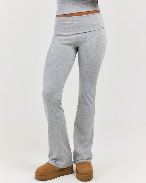 EE Lounge Fold Over Flare Pants - Heather Grey