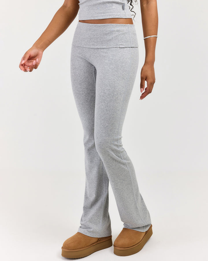 EE Lounge Fold Over Flare Pants - Heather Grey