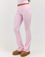 EE Lounge Fold Over Flare Pants - Baby Pink