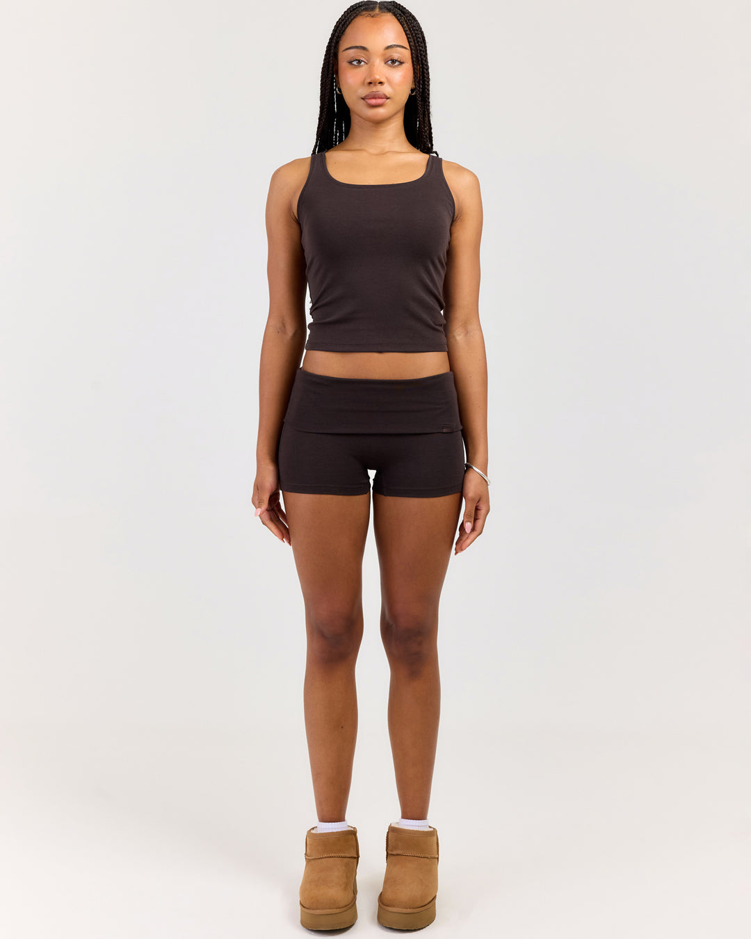 EE Lounge Fold Over Shorts - Coffee Bean