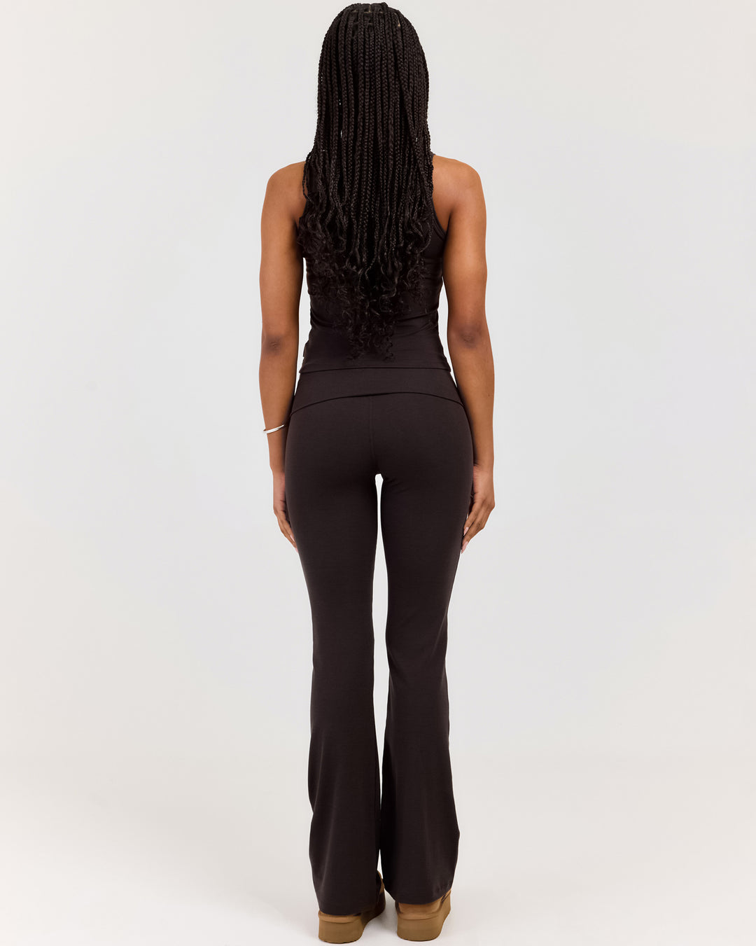 EE Lounge Fold Over Flare Pants - Coffee Bean