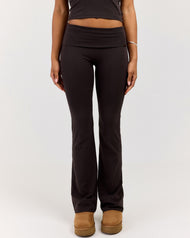 EE Lounge Fold Over Flare Pants - Coffee Bean