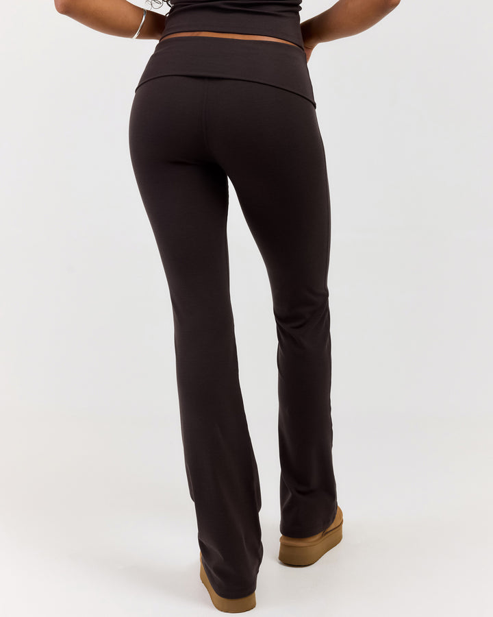 EE Lounge Fold Over Flare Pants - Coffee Bean