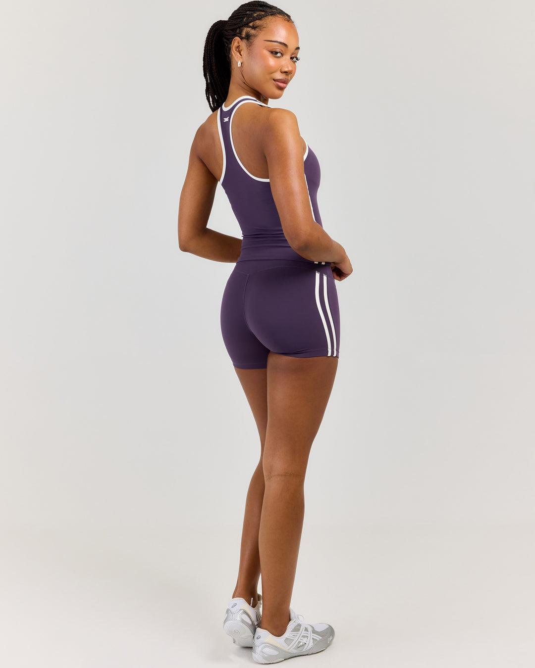 Airey Stripe Micro Shorts - Acai/White