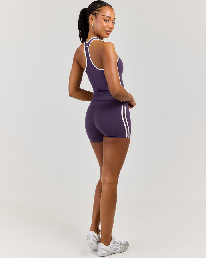 Airey Stripe Micro Shorts - Acai/White