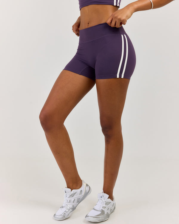 Airey Stripe Micro Shorts - Acai/White
