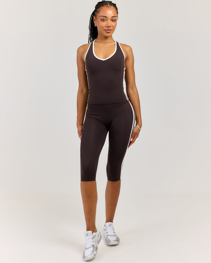 Airey Stripe Capri - Coffee/White