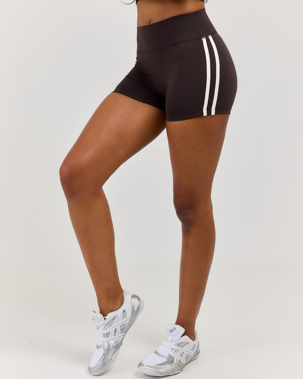 Airey Stripe Micro Shorts - Coffee/White