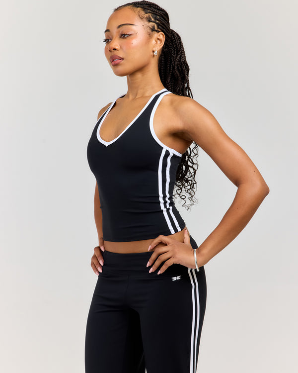 Airey Stripe V Neck Tank - Black/White