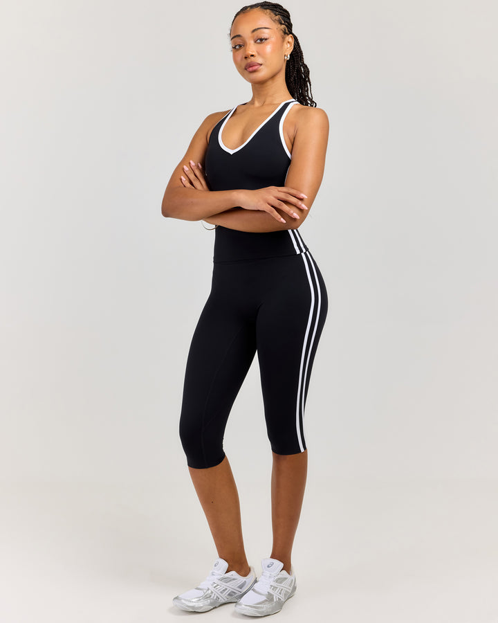 Airey Stripe Capri - Black/White