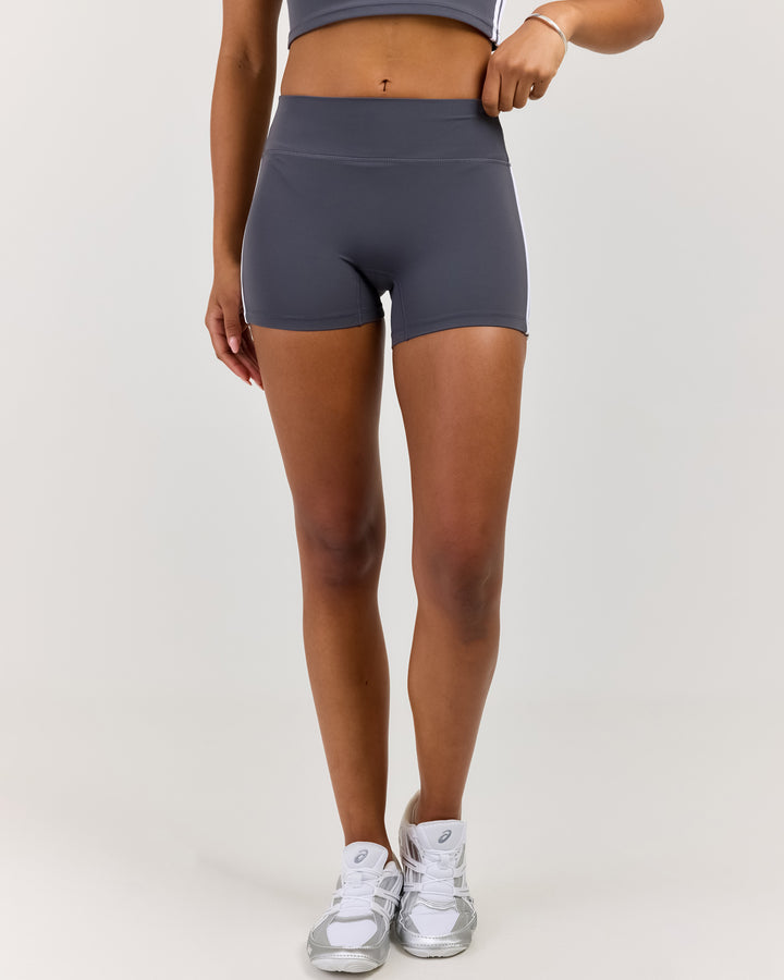 Airey Stripe Micro Shorts - Slate/White