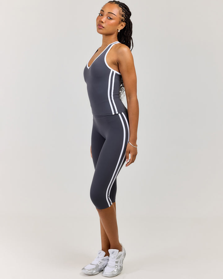 Airey Stripe Capri - Slate/White