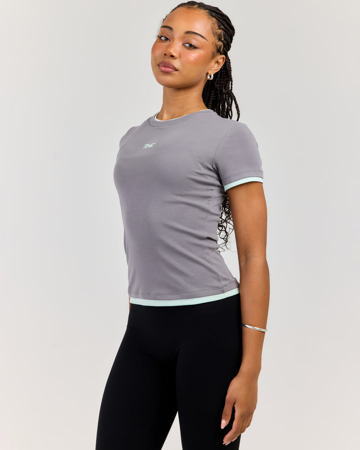 Double Layer Baby Tee - Grey/Mint
