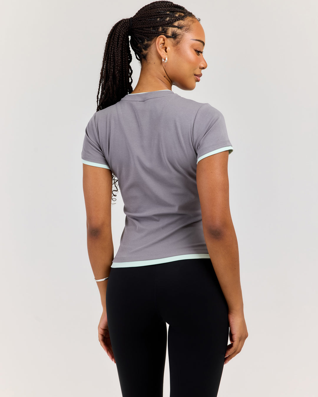 Double Layer Baby Tee - Grey/Mint